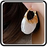 Large Irregular Pearl Hoop Earrings for Women,Exaggerated Gold Statement Geometric Big Drop Dangle Earrings Deliacte Holiday Hawaii Jewelry Gifts