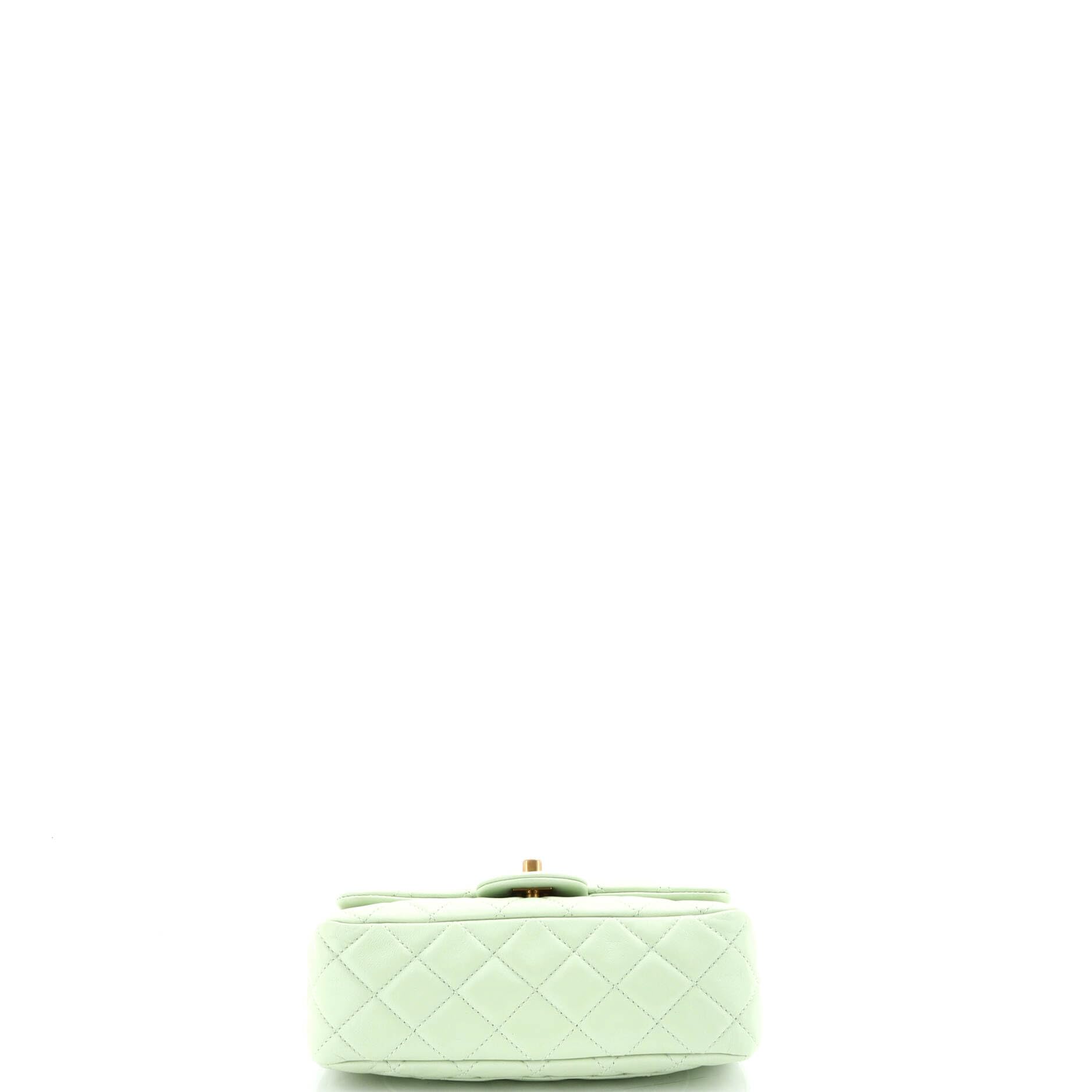 CHANEL Pre-Loved Pearl Crush Flap Bag Quilted Lambskin Mini, Green