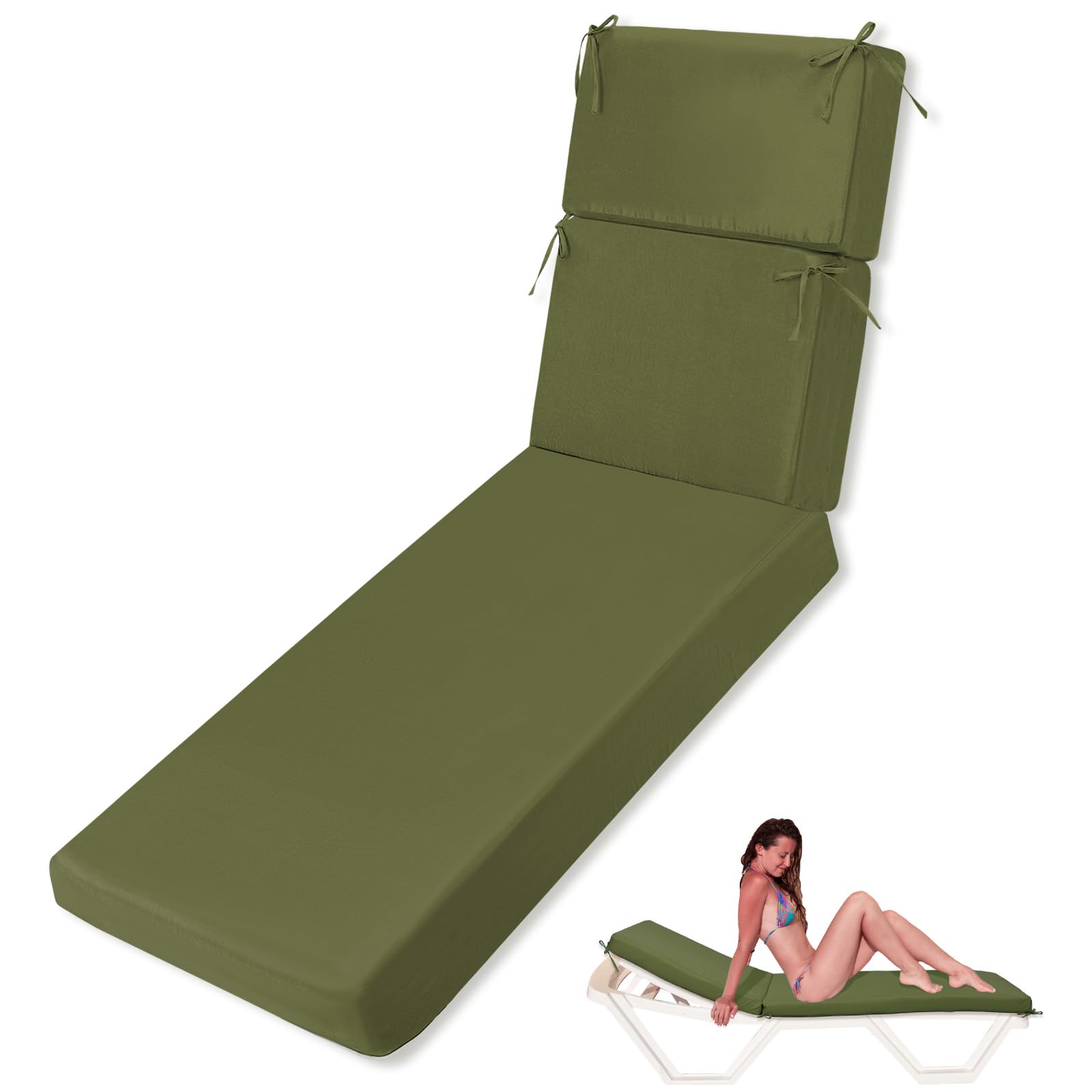 Photo 1 of SmoothNovelty 1 Pcs Indoor Outdoor Chaise Lounge Cushions Sponge Bench Outdoor Furniture Chaise Cushions Patio Chair Furniture Replacement (Heather Fern Green)