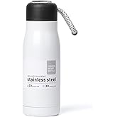 Small Water Bottle 12 oz, Dusgut Insulated Water Bottle, Stainless Steel, Wide Mouth Portable Lid, Ice White