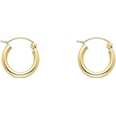 14k REAL Yellow Gold Multi Size 2mm Thickness Hinged Hoop Earrings