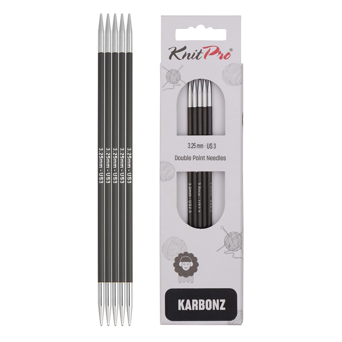 KnitPro Karbonz Double Pointed Needles 8" (20cm) | 3.25 mm โ image 1