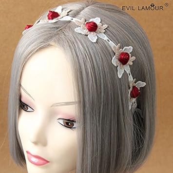 Amazon 元usongsヘアアクセサリー頭飾りオーナメント赤リボンバラボヘミアンレース花嫁dishヘアゴムtoushengジュエリー Usongs スポーツファングッズ