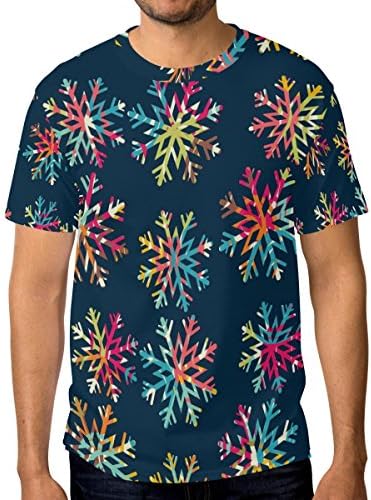 Men Motley Snowflakes T-Shirt Printed Short-Sleeve Crewneck Fan M Tee Shirt