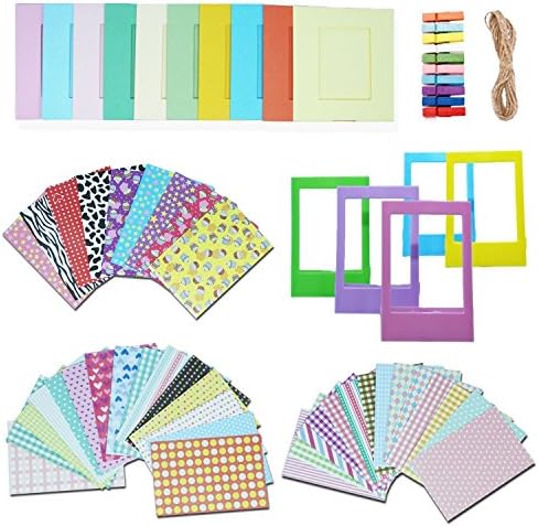 Feelones Instant Camera Accessories Kit for Fujifilm Instax Instax Mini 8, Mini 9, Mini 8+, Mini 70, Mini 7, Mini 7s, Mini 25, Mini 90 and Mini 50s - Assorted Accessory Pack of Sticker Frames, Plastic