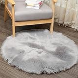 LandFox Soft Artificial Sheepskin Rug Chair Cover Wool Warm Hairy Carpet Seat Pad Blanket Carpet (3030CM, Gray)
