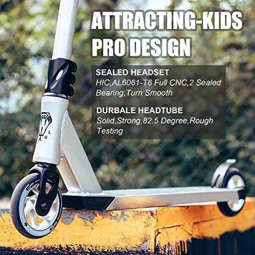 VOKUL Complete Pro Scooter for Kids Boys Girls Teens Adults Up 7 Years - Freestyle Tricks Pro Stunt Scooter with 110mm Metal Wheels - High Performance Gift for Skatepark Street Tricks