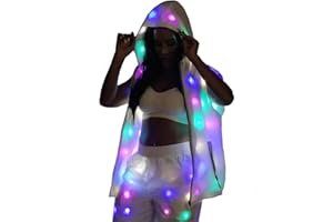 AIFUU Mens Womens LED Flash Light Jacket Rave Hoodies Vest Couple Carnival Pants Party Xmas Fancy Dress Prefermence Costume