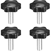 uxcell Clamping Screw Knob, 38mm Dia Plum Hex Shaped Grips Star Knob M10 x 25mm Male Thread, 4pcs