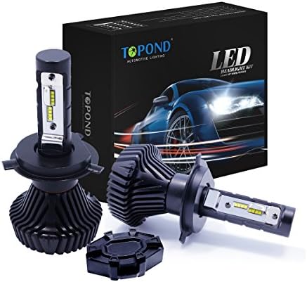 TOPOND Super Bright LED Headlight Bulbs Conversion Kit- Adjustable Focus Length Bulbs -H4 (9003 , HB2), PHILIPS ZES 80w 9000LM 6500K Xenon White - 2 Yr Warranty