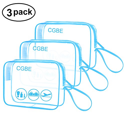 CGBE TSA Approved Toiletry Bag With Handle Quart Size Travel Bags For Toiletries Carry On Cosmetic Makeup Pouch For Men and Women 3 PCS (Blue) - Thumbnail 7