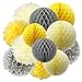 Furuix 15pcs Yellow Grey Elephant Baby Shower Decorations Tissue Paper Pom Pom Tissue Paper Gray and Yellow Nursery Decor/ Bridal Shower Birthday Decorations /You are My Sunshine Party Decor