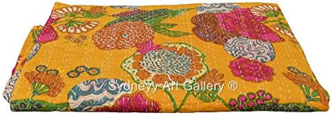 Sydneyy Art Gallery Indian Kantha Quilt, Kantha Rallies, Kantha Bohemian Bedding, Reversible Bedspread / Blanket Home Decor Vintage Ethinic. (King Size)