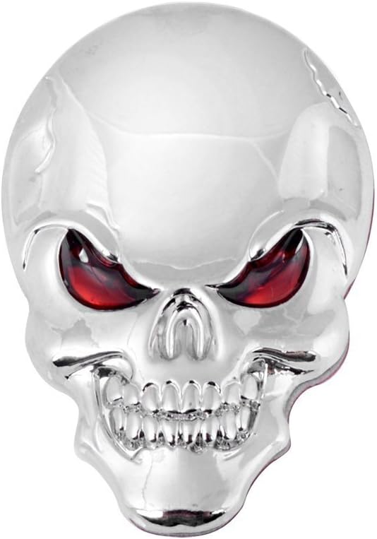Aryellys Packs Auto 3D Metal Emblem Badge Sticker Decal for Car, Trucks, SUV, Motorcycle, ATV Logo (Skull Chrome)