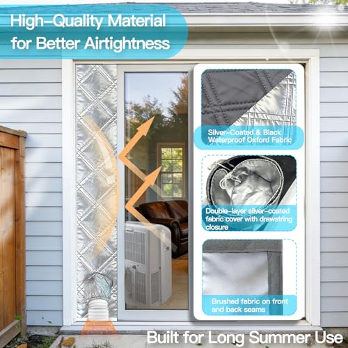 Aozzy 250 cm Sliding Door Seal for Mobile Air Conditioner, 3 Thickened Layers Aluminium, Cotton and Oxford, 100% Waterproof, Thermal Insulation, No Cold Air Leak for Sliding Glass Door/Window