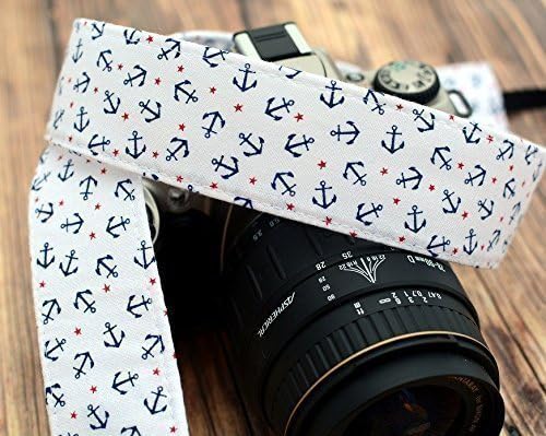 Navy Anchors on White - SLR / dSLR Camera Strap - Nikon / Canon / Sony / Olympus / Samsung / Pentax