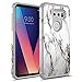 Rosebono for LG V30 Case, LG V30 Plus Case, Hybrid Dual Layer Shockproof Hard Cover Graphic Fashion Cute Colorful Silicone Skin for LG V30 / LG V30Plus (White Marble)