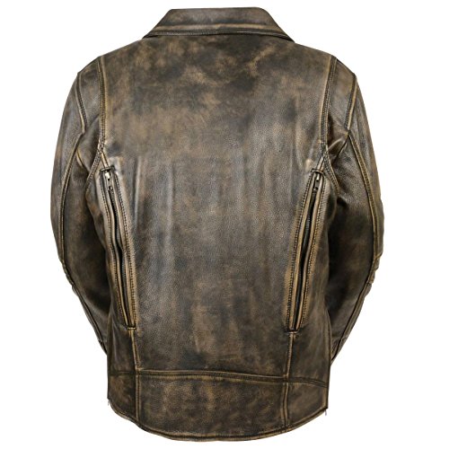 Milwaukee Leather Mens Triple Stitch Beltless Distressed Brown Leather Jacket w - 4X-Large