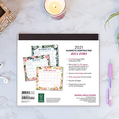 Magnetic Monthly Calendar Pad 2021 in Bella Flora by Orange Circle ...