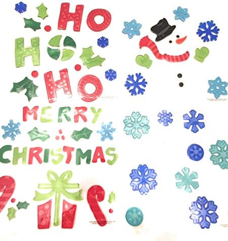 Christmas Holiday Gel Window Clings Bundle of 4 With Festive Seasonal Motifs