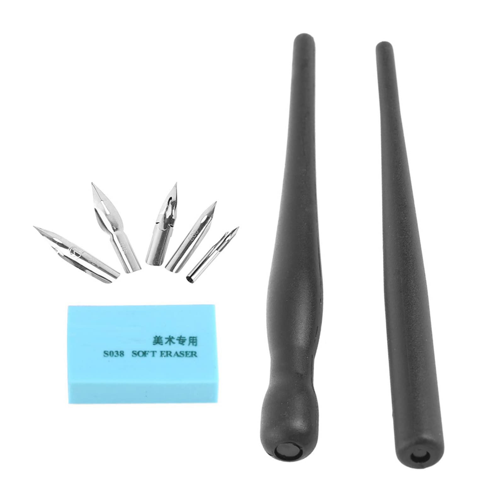 Tnfeeon Manga Pen Cartoon Comic Pen Nib Drawing Tools Comic Dip Pen Set with 2 Black Pen Holders 5 Nibs 1 Drawing Eraser