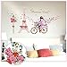 Yesurprise 3D Wall Decals Stickers Pink Paris Tower Butterfly Flower Girl Removable Kids Room Art Nursery Bedroom Home Decorations Large 23.6inch x 35.4inch