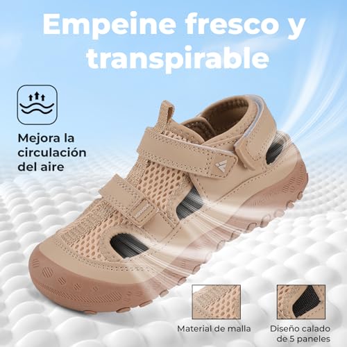 Mishansha Boys Girls Trekking Sandals with Closed Toe, Breathable and Non-Slip, Size 24-38
