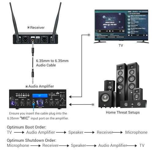 TONOR Wireless Microphone,Metal Dual Professional UHF Cordless Dynamic Mic Handheld Microphone System for Home Karaoke, Meeting, Party, Church, DJ, Wedding, Home KTV Set, 200ft(TW820)