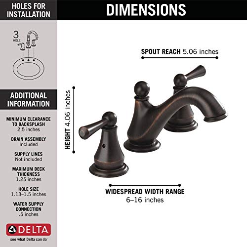 Delta Faucet Haywood Widespread Bathroom Faucet 3 Hole, Bronze Bathroom