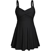 HUSKARY Plus Size Swimsuits for Women Swim Dress Tummy Control Two Piece Bathing Suit Flowy Tankini with Boyshorts