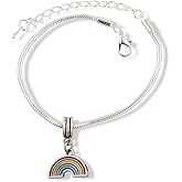 Rainbow Bracelet | Stainless Steel Snake Chain Charm Bracelet