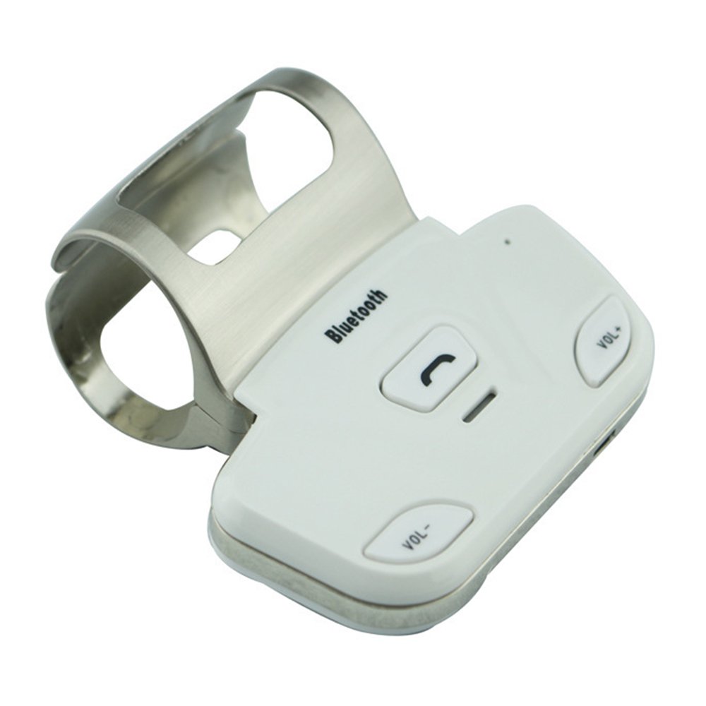 BreaDeep Steering Wheel Bluetooth Handsfree Speakerphone Car Kit-Support to connect 2 mobile phones-White