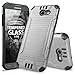 Samsung Galaxy J7 Sky Pro Case, Galaxy J7 Perx Case, Galaxy J7 V Case, Galaxy Halo Case, with TJS [Tempered Glass Screen Protector] Hybrid Rugged Case Metallic Brush Finish Hard Inner Layer (Grey)