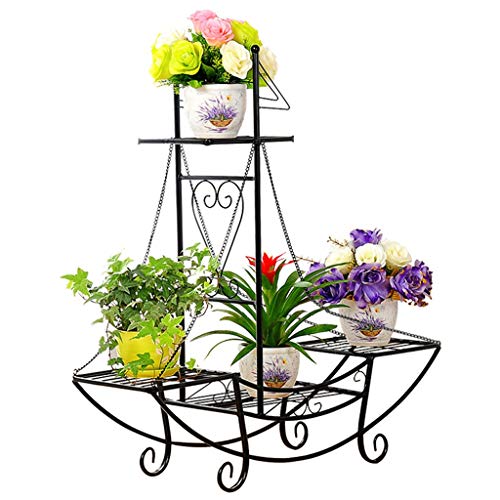 HBY Soporte De Flores Tres Pisos Sala De Estar Balcón De Hierro ...