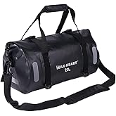 WILD HEART Waterproof Bag Duffel Bag 20L 30L 40L with Welded Seams Shoulder Straps, Mesh Pocket for Kayaking, Camping, Boating,Bicycle,Motorcycle
