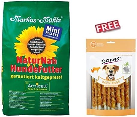 Markus Mühle NaturNah Mini Gently Cold-press Complete Food 2 x 5kg Full Human-Grade Protein from Poultry, Game and Fish for Small Dog FREE Dokas Chew Wraps with Chicken Breast