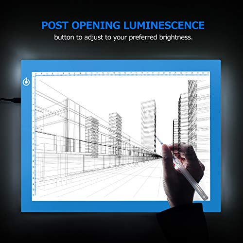 A4 Dimmable Brightness LED Artcraft Light Box Tracer Slim Light Pad Portable Tablet, ME456 USB Power Cable Copy Drawing Board Tracing Table for Artists Designing, Animation, Sketching (Blue)