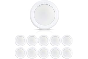 ECOELER 10Pack 6" Dimmable LED Disk Light, 16.5W 5000K Daylight 1000Lm, Dimmable Recessed Surface Mount Lighting Fixture Installs into J-Box or Recessed Can, ETL & FCC Listed