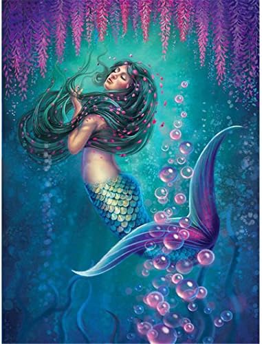 Mazixun Full Square Drill 5D DIY Diamond Embroidery Mermaid Seabed Diamond Painting Cross Stitch Rhinestone Mosaic Decoration