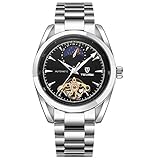 TEVISE Brand Unisex Waterproof Skeleton Moon Phase Fully Semi-automatic Mechanical Watch Luxury Business Style Stainless Steel Wristwatch