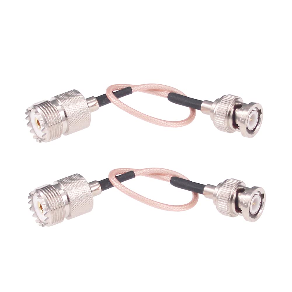 RFaha 2pcs BNC Male to UHF Female SO259 Adapter Extension Cable RG316 6" RF Coax Coaxial(F71-2)