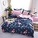 LA MEJOR Duvet Cover Queen Size Flamingo Comforter Cover Design Hotel Quality（1 Duvet Cover+2 Pillowcases)