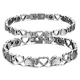 Starista Titanium Steel Magnetic Therapy Bracelet Heart Hollow Hematite Balance Wristband for Men and Women