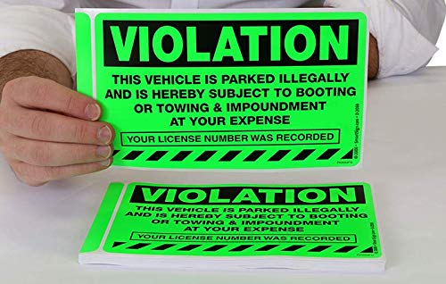 MyParkingPermit Violation Vehicle is Parked Illegally and is Hereby Subject to Booting, Fluorescent - //coolthings.us