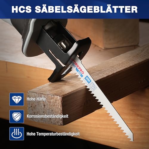 WORKPRO Saw Blade for Wood, Metal & Plastic, Set of 32 Pieces, Reciprocating Saw Blades with Bag, Compatible with Bosch / Dewalt / Makita / Ryobi / Milwaukee