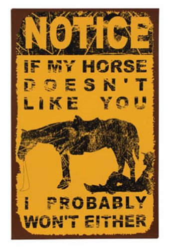 Ohio Wholesale Notice If My Horse Doesn't Like You I Probably Won't Either, Vintage Look Metal, 12.625 Inches X 7.75 Inches