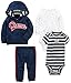 Simple Joys by Carter's Baby Boys 4-Piece Jacket, Pant, and Bodysuit Set, Navy/Grey Stripe/White Rugby, 3-6 Months