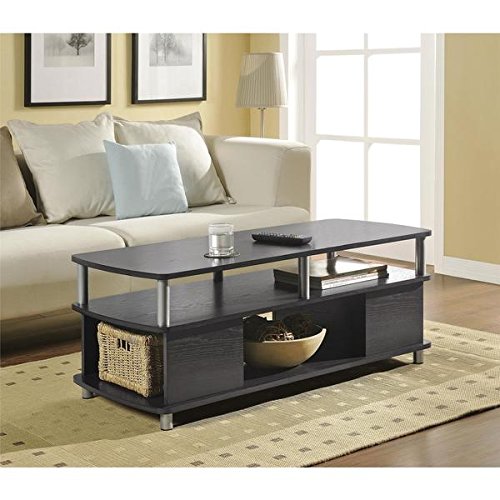 Altra Carson Espresso Coffee Table Featuring Open Cabinets and Shelves