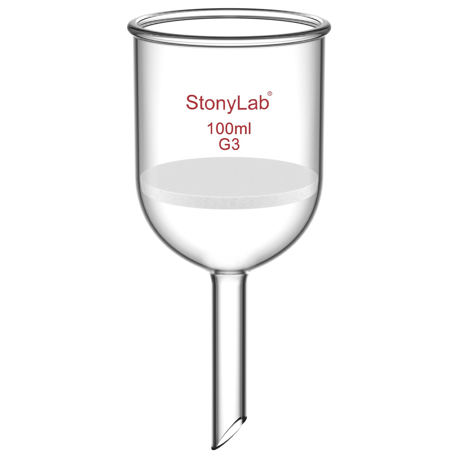 StonyLab Borosilicate Glass Buchner Filtering Funnel with Fine Frit(G3), 56mm Inner Diameter, 60mm Depth (100 ml)