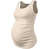 GINKANA Maternity Tank Tops Sleeveless Ruched Basic Tops Maternity Shirt Vest Mama Clothes